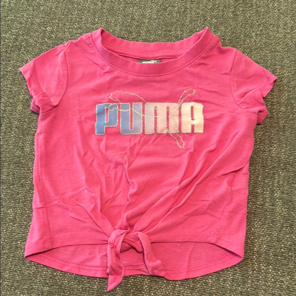 Puma Pink Graphic Tie-Front Tee